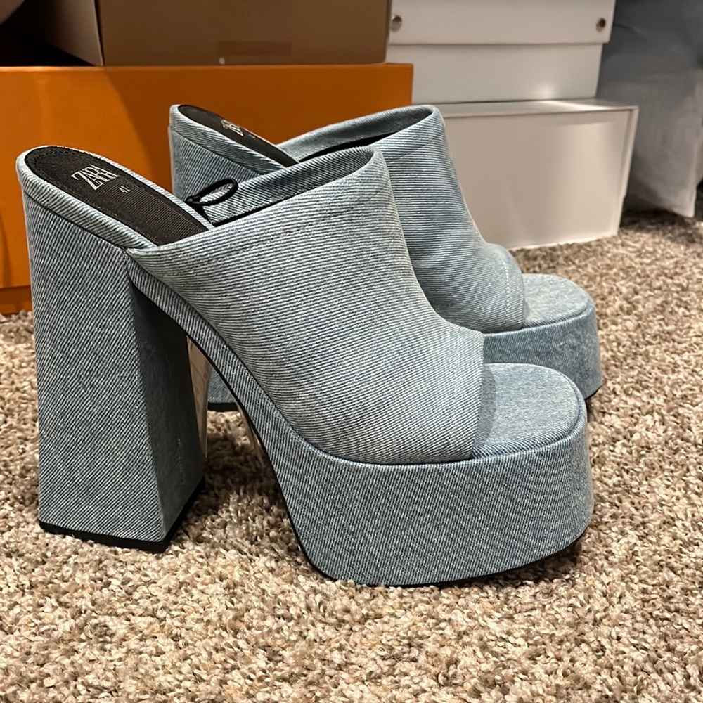 Zara Denim platform mule heels! NEW WITH TAGS
